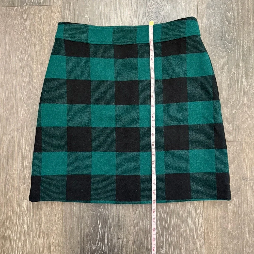 J Crew Buffalo Check Plaid Wool Blend Mini A-Line Skirt 6 Prep Academia Goth NWT